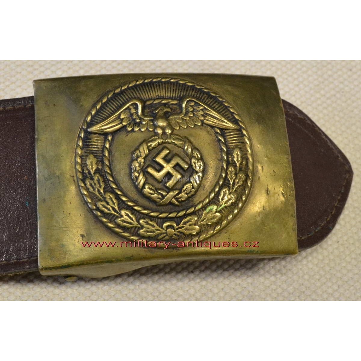 German WW2 SA brass buckle with leather brown belt